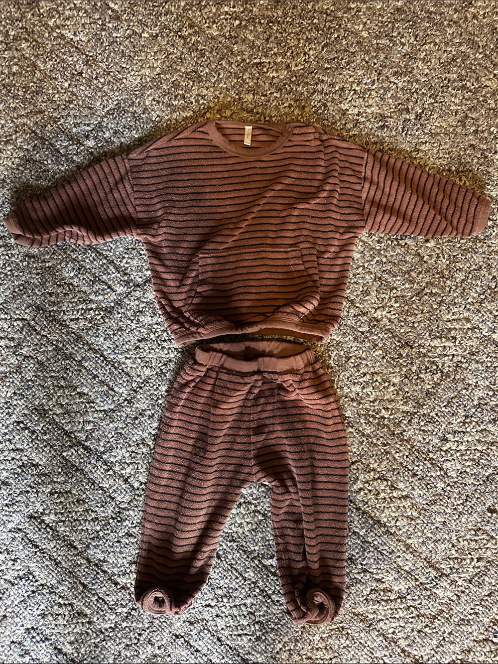 Rylee + Cru Rust and Black Striped Kids Matching Set